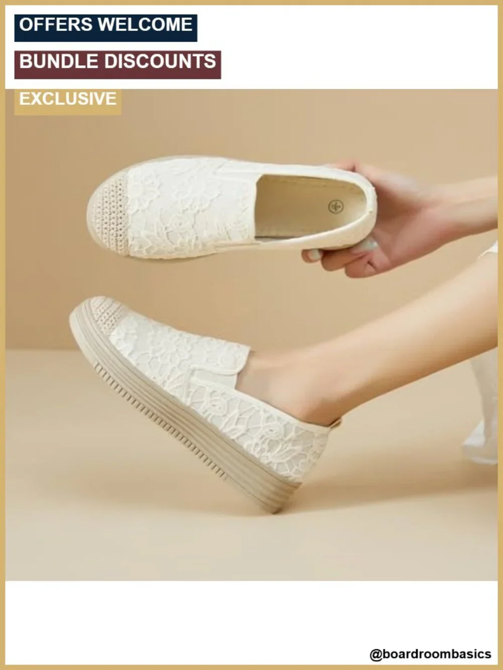 Women's Lace Canvas Espadrilles Slip On Loafers Lightweight Platform Sneakers